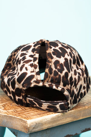 Distressed Leopard Ponytail Cap - Wholesale Accessory Market
