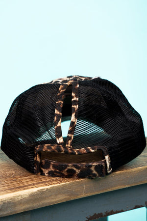 Distressed Leopard Mesh Ponytail Cap - Wholesale Accessory Market
