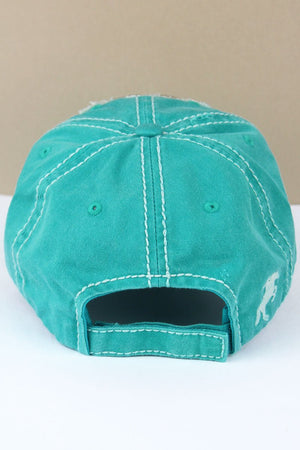 Distressed Turquoise 'Ride It Like You Stole It' Cap - Wholesale Accessory Market