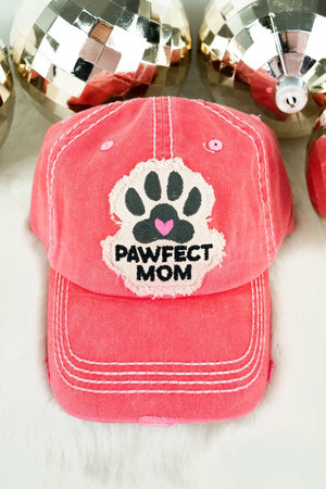 Distressed Salmon 'Pawfect Mom' Cap - Wholesale Accessory Market