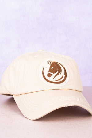 Distressed Stone Horse Emblem Cap - Wholesale Accessory Market