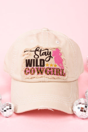 Distressed Stone 'Stay Wild Cowgirl' Cap - Wholesale Accessory Market
