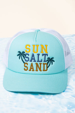 Mint Blue 'Sun Salt Sand' Mesh Cap - Wholesale Accessory Market