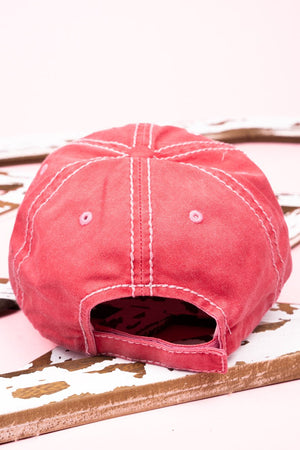 Distressed Salmon 'Mama' Cow Cap - Wholesale Accessory Market