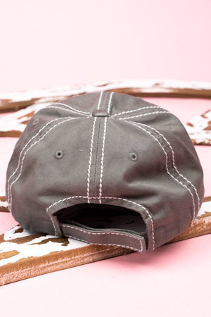 Distressed Steel Gray 'Mama' Cow Cap - Wholesale Accessory Market