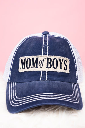 Navy 'Mom Of Boys' Mesh Cap - Wholesale Accessory Market