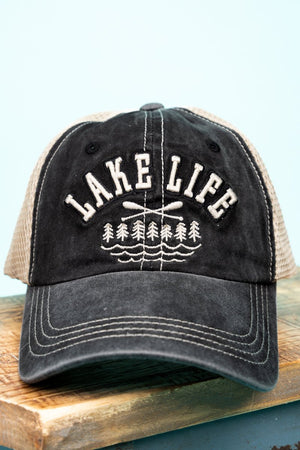 Black 'Lake Life' Mesh Cap - Wholesale Accessory Market