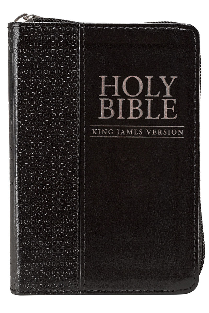 Black LuxLeather Zippered Compact KJV Bible - Wholesale Accessory Market