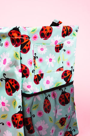 NGIL Ladybug Luck Collapsible Double Haul-It-All Basket with Mesh Pockets and Lid - Wholesale Accessory Market