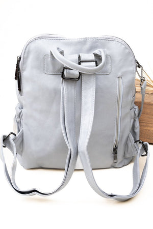 The Best Day Light Gray Faux Leather Backpack Tote - Wholesale Accessory Market