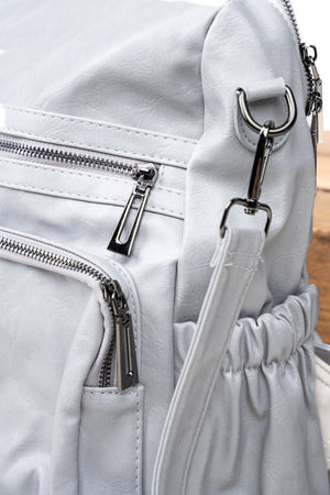 The Best Day Light Gray Faux Leather Backpack Tote - Wholesale Accessory Market