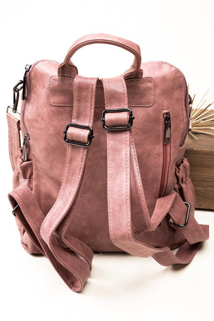 The Best Day Mauve Pink Faux Leather Backpack Tote - Wholesale Accessory Market