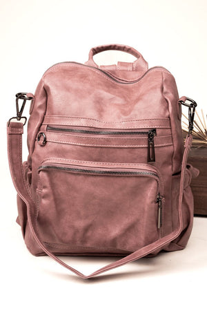 The Best Day Mauve Pink Faux Leather Backpack Tote - Wholesale Accessory Market