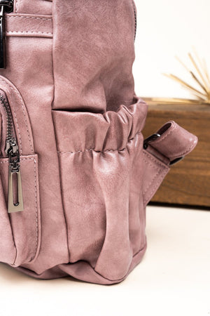 The Best Day Mauve Pink Faux Leather Backpack Tote - Wholesale Accessory Market