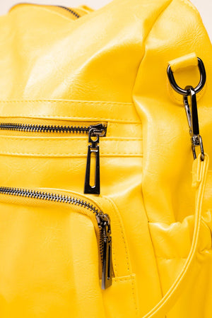 The Best Day Yellow Faux Leather Backpack Tote - Wholesale Accessory Market
