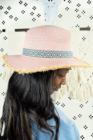 30% OFF! Hilo Holiday Banded Blush Straw Hat - Wholesale Accessory Market