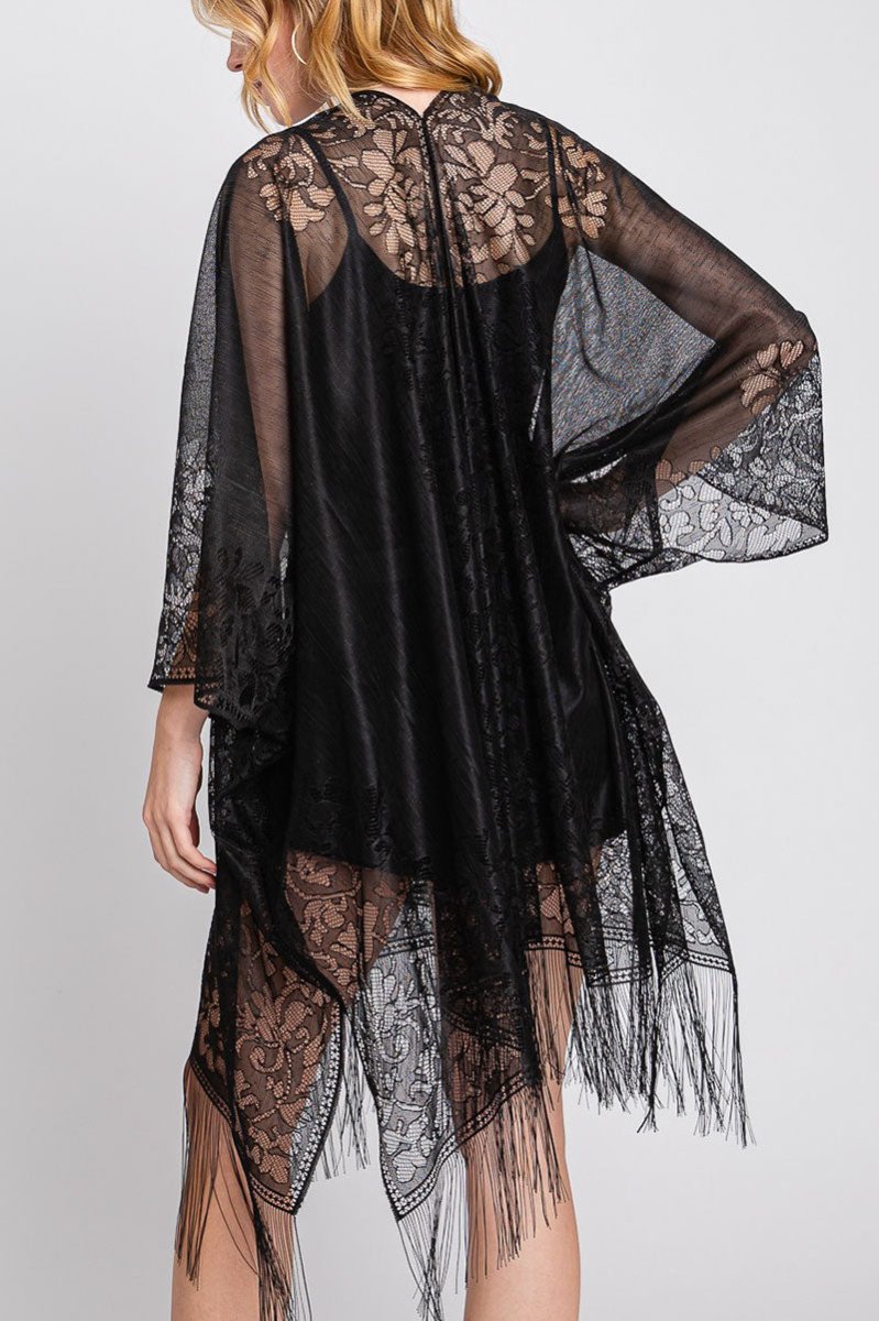 Bay Breeze Black Lace Kimono - Wholesale Accessory Market