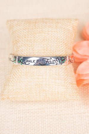Silvertone 'Walk By Faith' Bracelet - Wholesale Accessory Market