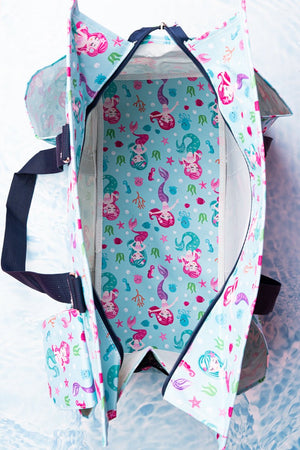 NGIL Shell We Dance with Navy Trim Large Organizer Tote - Wholesale Accessory Market