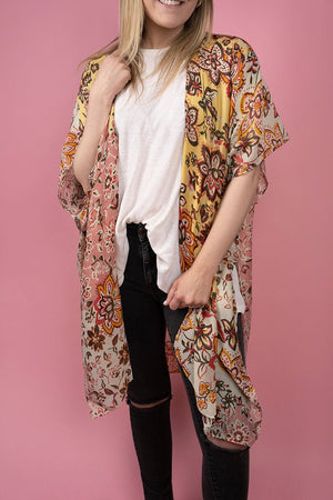 Field Of Dreams Kimono, Yellow - Wholesale Accessory Market