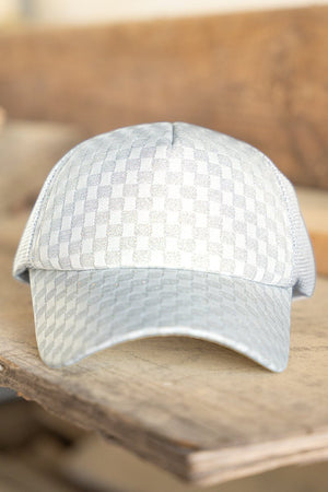 Glam Check Gray Mesh Cap - Wholesale Accessory Market