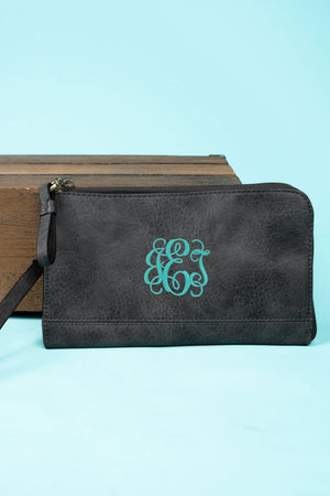 NGIL Dark Gray Faux Leather Cassi Clutch - Wholesale Accessory Market
