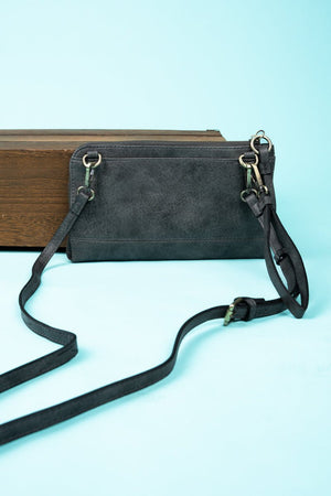 NGIL Dark Gray Faux Leather Cassi Clutch - Wholesale Accessory Market