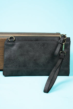NGIL Dark Gray Faux Leather Cassi Clutch - Wholesale Accessory Market