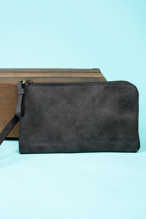 NGIL Dark Gray Faux Leather Cassi Clutch - Wholesale Accessory Market
