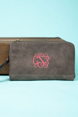 NGIL Taupe Gray Faux Leather Cassi Clutch - Wholesale Accessory Market