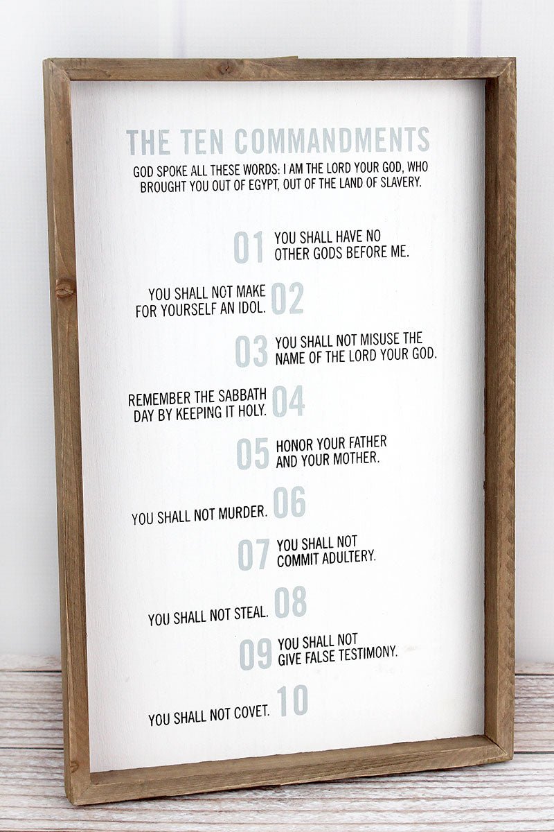 17 x 11 'The Ten Commandments' Framed Wood Wall Sign - Wholesale Accessory Market