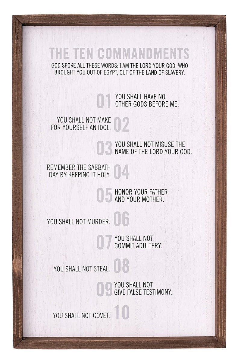 17 x 11 'The Ten Commandments' Framed Wood Wall Sign - Wholesale Accessory Market