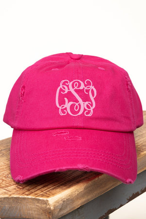 Distressed Hot Pink Ponytail Cap - Wholesale Accessory Market