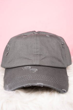 Distressed Light Gray Ponytail Cap - Wholesale Accessory Market