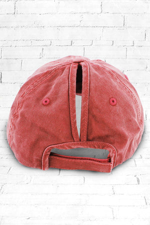 Distressed Maroon Ponytail Cap - Wholesale Accessory Market
