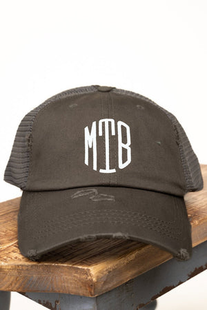 Distressed Dark Gray Mesh Ponytail Cap - Wholesale Accessory Market