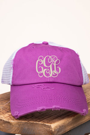 Distressed Lavender Mesh Ponytail Cap - Wholesale Accessory Market