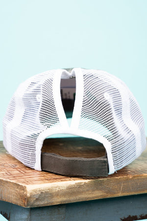 Distressed Steel Gray Mesh Ponytail Cap - Wholesale Accessory Market