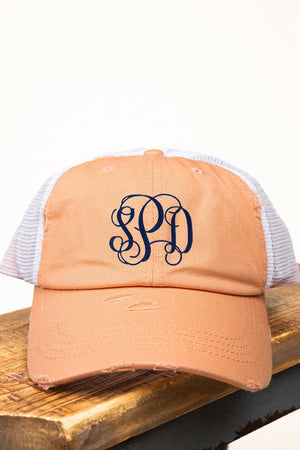 Distressed Peach Mesh Ponytail Cap - Wholesale Accessory Market