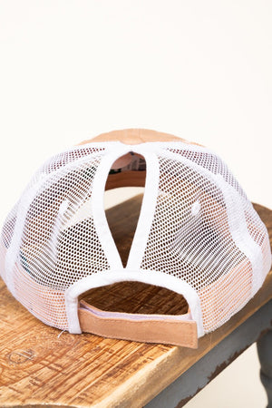 Distressed Peach Mesh Ponytail Cap - Wholesale Accessory Market