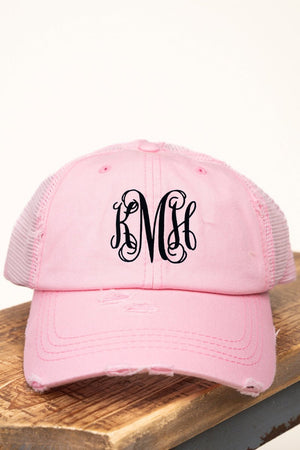 Distressed Pink Mesh Ponytail Cap - Wholesale Accessory Market