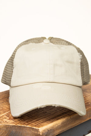 Distressed Stone Mesh Ponytail Cap - Wholesale Accessory Market