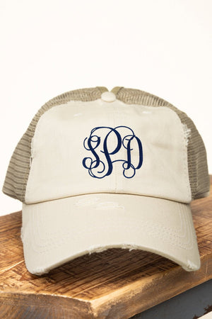 Distressed Stone Mesh Ponytail Cap - Wholesale Accessory Market
