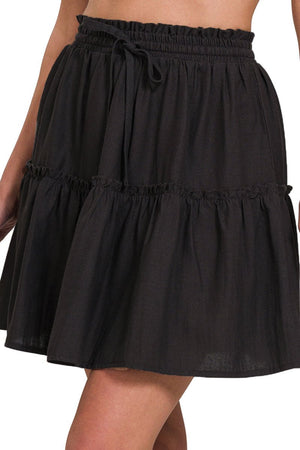 Ocean Walk Black Ruffle Mini Skirt - Wholesale Accessory Market