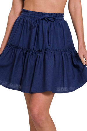 Ocean Walk Light Navy Ruffle Mini Skirt - Wholesale Accessory Market