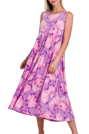 Lavender Amelia Tiered Midi Dress - Wholesale Accessory Market
