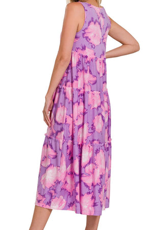 Lavender Amelia Tiered Midi Dress - Wholesale Accessory Market