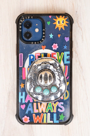 TIPI Turquoise Annie Cowgirl Hat Silvertone Phone Grip - Wholesale Accessory Market