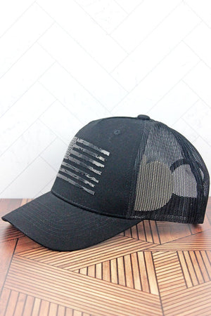 Black with Black Flag Mesh Cap - Wholesale Accessory Market
