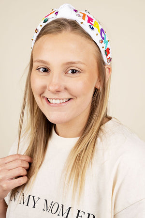 Teacher White Knotted Headband - Wholesale Accessory Market